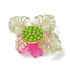 Подвески-цветы из латунного стекла и бисера&nbsp;PALLOY-MZ01118-04