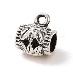 チベットスタイルの合金チューブベイル  ループベイル  ペンダントベイル  花を持つ列  アンティークシルバー  10x8.5x7mm  穴：1.5mm  内径：4mm  602個/ 500g&nbsp;PALLOY-P293-207