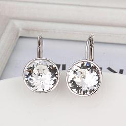 本物のプラチナメッキのスズ合金キュービックジルコニアのフレンチフックピアス  透明  22x13mm&nbsp;EJEW-BB09658-P