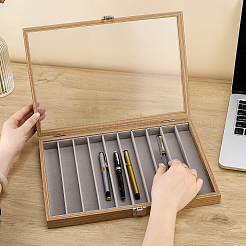 Estuches para bolígrafos de piel sintética con 10 ranura y tapa con ventana de vidrio transparente&nbsp;ODIS-WH0025-355B