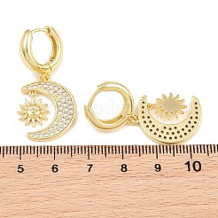 Boucles d'oreilles créoles pendantes en laiton serties de micro-pavés de zirconiums cubiques&nbsp;KK-CBA8324-05B-G