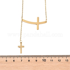 Colliers pendentifs croix latérale en acier inoxydable 304 à caractère religieux&nbsp;NJEW-H093-05G