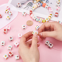 48шт 8 стиля непрозрачные акриловые бусины&nbsp;MACR-SC0001-13