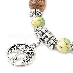 Bracelets à breloques en alliage rond et plat avec arbre de vie&nbsp;BJEW-JB12358-03