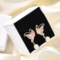 Серьги-пусеты с подвесками из натурального жемчуга EJEW-L099-11G