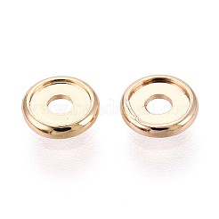 真鍮製スペーサービーズ  カドミウムフリー＆ニッケルフリー＆鉛フリー  ディスク  18KGP本金メッキ  4.5x1mm  穴：1.5mm&nbsp;KK-T075-62G