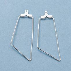 304ステンレスペンダント  フープピアスパーツ  台形  銀  21ゲージ  45.5x20x1.5mm  穴：1mm  インナーサイズ：16x38mm  ピン：0.7mm&nbsp;STAS-F191-10S