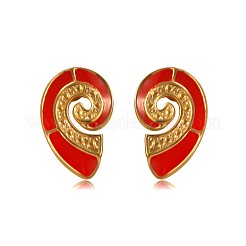 Серьги-гвоздики с эмалированными ракушками из нержавеющей стали 304&nbsp;EJEW-Z147-02G