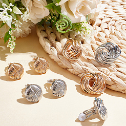 4 пара 4 стильных серег-клипс с круглым узлом из сплава для женщин EJEW-AN0004-31