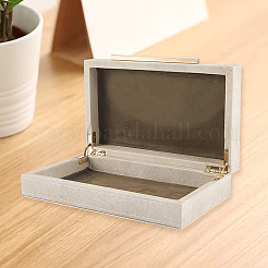 1 caja de almacenamiento de joyas de madera recubierta de cuero sintético con accesorios de hierro en tono dorado.&nbsp;CON-CN0001-24