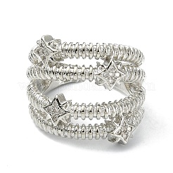 Кольцо-манжета со звездой из прозрачного кубического циркония RJEW-F144-01P