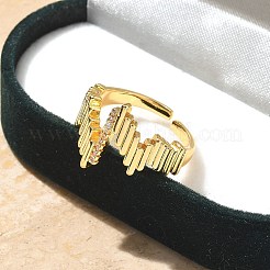 Кольца-манжеты для пальцев с микропаве из прозрачных кубических цирконий из латуни для женщин&nbsp;RJEW-B112-07G