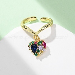 Открытые манжеты из латуни с микропаве и цирконием для женщин RJEW-U057-22B-G