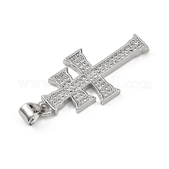 Religiöse Messinganhänger mit Mikropavé-Fassung aus klaren Zirkonia&nbsp;KK-B177-03P-02