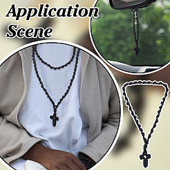 2 collier de prière avec pendentif en croix en cordon tressé en polyester&nbsp;NJEW-UN0001-87