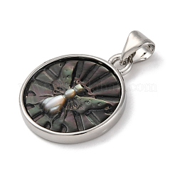 Подвески в виде резных молей из натуральной черной ракушки&nbsp;KK-D537-04P-03