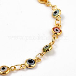 Braccialetti a maglie in ottone malocchio con lavorazione a lume&nbsp;BJEW-JB05352