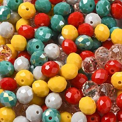 ガラスビーズ  多面カット  ロンデル  グレー  10x8mm  穴：1mm  約67個/60g&nbsp;EGLA-A034-SM10mm-44