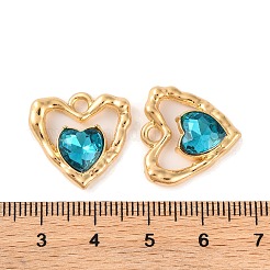 合金クリスタルラインストーンペンダント  ハートチャーム  ブルー  18.5x19x5mm  穴：2mm&nbsp;ALRI-M021-04A