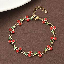 Браслеты из нержавеющей стали 304 с эмалированными звеньями для женщин BJEW-K226-16G