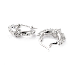 女性のための分厚い小さなハギーフープピアス  カドミウムフリー＆鉛フリー  プラチナ  20.5x19x6mm  ピン：0.8mm&nbsp;EJEW-C002-24P-RS