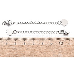 Удлинитель цепочки из нержавеющей стали 304 с подвесками в виде сердечек.&nbsp;STAS-G383-03P