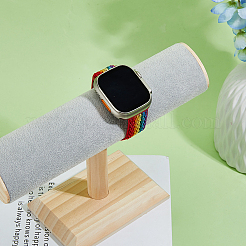 Подставки для бархатных браслетов с Т-образной перемычкой и деревянным основанием&nbsp;BDIS-WH0010-03C