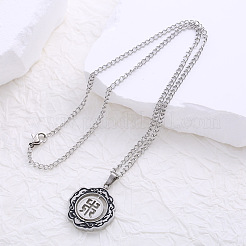 Collane unisex con ciondolo a forma di fiore cavo in acciaio inossidabile 304 smaltato.&nbsp;SQ1513