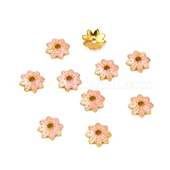 マルチペタル合金エナメルビーズキャップ  花  ピンク  10x9x2.5mm  穴：1.4mm&nbsp;ENAM-WH0063-03B