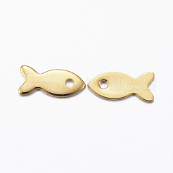 ステンレススチールチャーム201個  魚  ゴールドカラー  8.5x4x0.8mm  穴：1mm&nbsp;STAS-H557-36G
