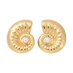 304ステンレススチールABSプラスチックパールスタッドピアス  18KGP本金メッキ  PVD真空メッキ  25x20mm&nbsp;LS-STAS-D368-01A-G