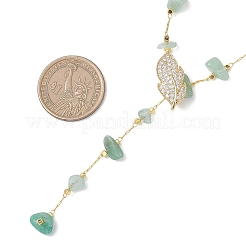 Ожерелья из звеньев цепи ручной работы с натуральным зеленым авантюрином&nbsp;NJEW-JN05811-02