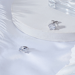 1 пара серег-гвоздиков из латуни с микропаве из прозрачных кубических цирконий&nbsp;EJEW-LP0008-013P