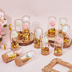 Декоративная крышка купола из прозрачного стекла с букетом искусственных роз из пенопласта внутри&nbsp;AJEW-FH00007