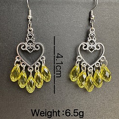 Винтажные серьги-люстры из сплава в форме сердца со слезинкой&nbsp;RJ4160