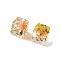 Запеченные бусины ручной работы из золотистого песка с росписью&nbsp;LAMP-P072-01B-05