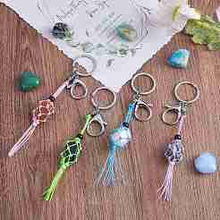 4шт 4 цвета макраме бахрома плетеный брелок&nbsp;AJEW-SW00014-02