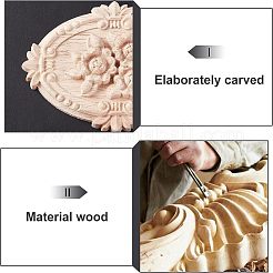 5 pièce d'applique en bois de caoutchouc sculpté&nbsp;WOOD-FH0001-85