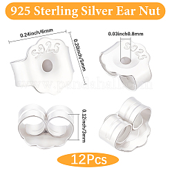 6 Paar 925 Ohrklemmen aus Sterlingsilber mit Reibungsverschluss&nbsp;STER-BBC0009-59