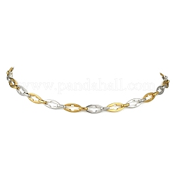 Collares ovalados huecos de acero inoxidable 304 de dos tonos con cadena de eslabones cruzados.&nbsp;NJEW-JN06137