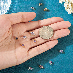 12 Stück 2 Farben Messing Pavé Zirkonia Herz Glieder Verbinder Charms&nbsp;KK-TA0003-48E