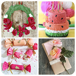 4 рулон 4-х цветной гофрированной бумаги в рулонах&nbsp;DIY-TA0013-21