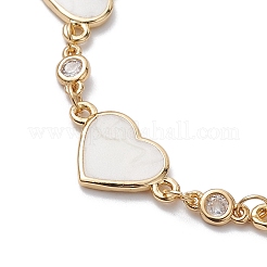 Bracciale a catena a maglie di cuore in ottone smaltato con zirconi&nbsp;BJEW-JB10171