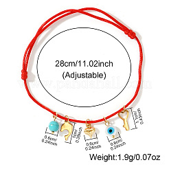 Регулируемый браслет из нержавеющей стали с подвеской в виде золотого дельфина в форме сердца и бирюзовой подвеской WA8948-2