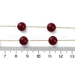 Ожерелья из нержавеющей стали 304 и круглого натурального сердолика (окрашенного и нагретого) NJEW-U026-13G