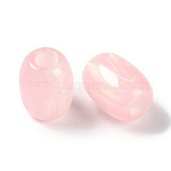 レジンヨーロピアンビーズ  大穴ビーズ  模造キャットアイ  バレル  ピンク  16x12mm  穴：5.2mm&nbsp;RESI-F055-11C