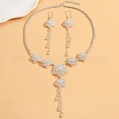 Комплекты из серег и ожерелий с полыми цветами и кисточками из ближневосточного сплава для женщин&nbsp;WX7763