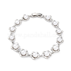 Браслеты из латунных звеньев с цветочным узором BJEW-G740-01P