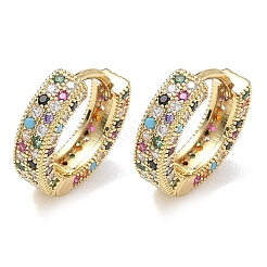 Boucles d'oreilles créoles en laiton micro pavé de zircons cubiques pour femmes&nbsp;EJEW-A167-19G-01