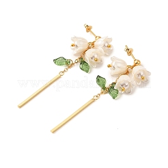 Пластиковые с латунными подвесками серьги-гвоздики для женщин EJEW-TA00575